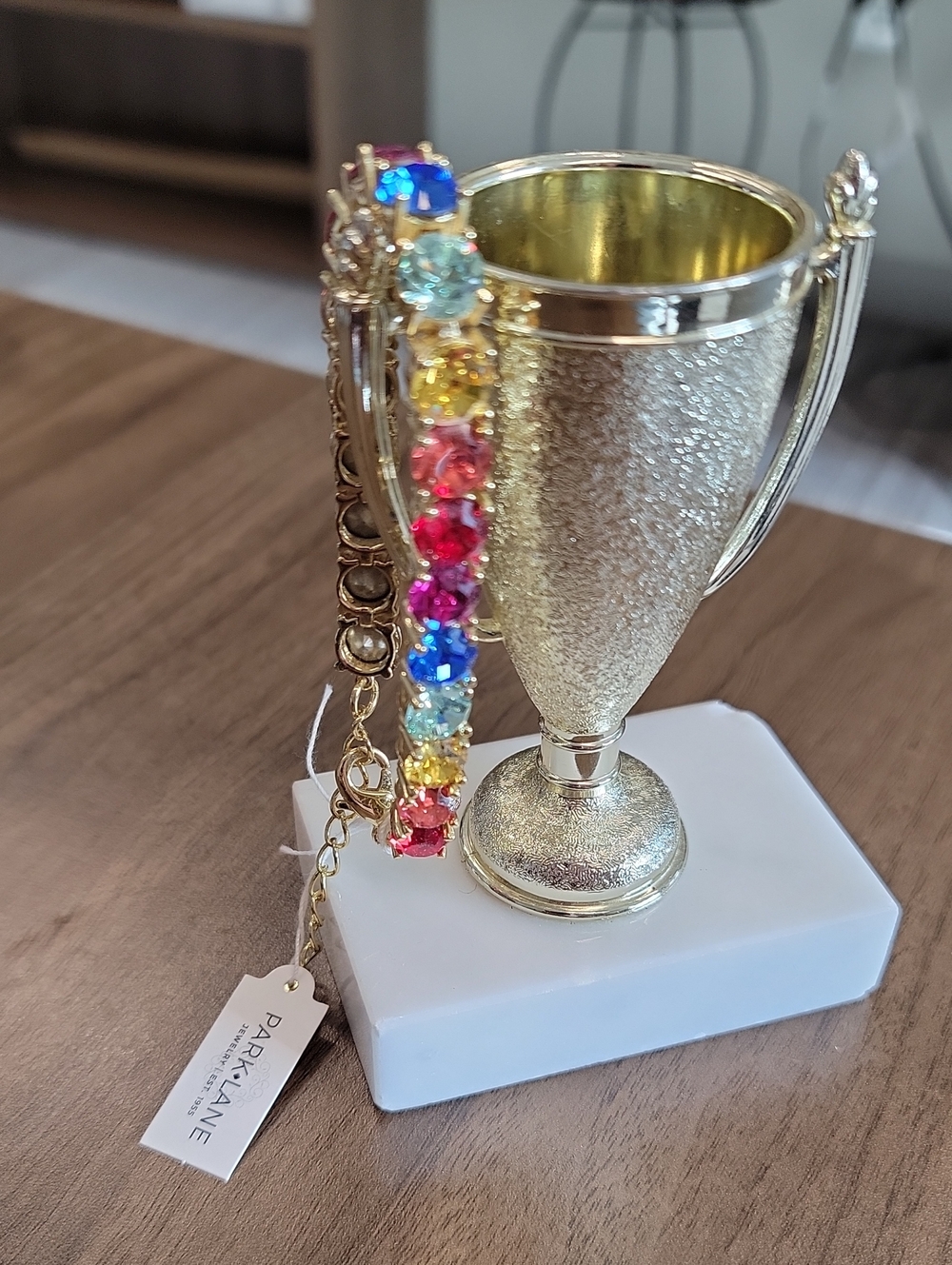 Park Lane Gold Trophy Accent with Rainbow Gem Chain